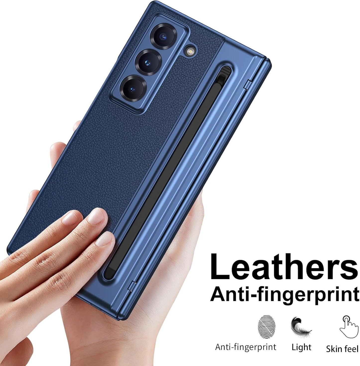 iTape Lightweight phone case for Samsung W25, hinged case supports wireless charging with lens protection, screen protector, complimentary stylus, drop-proof and fingerprint resistant Gold