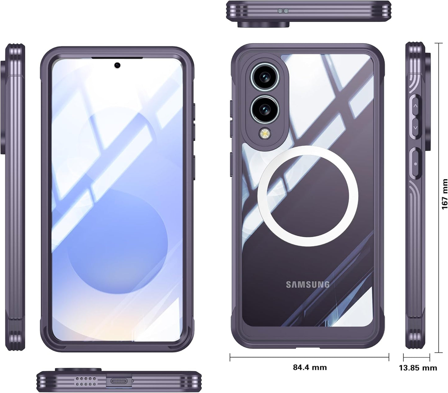 iTape Waterproof Phone Case Compatible with Samsung Galaxy S25 Edge, Tempered Glass Cover 360° Full Body Heavy Duty Protective Cover Shockproof and Shatterproof Wireless Charging Blue