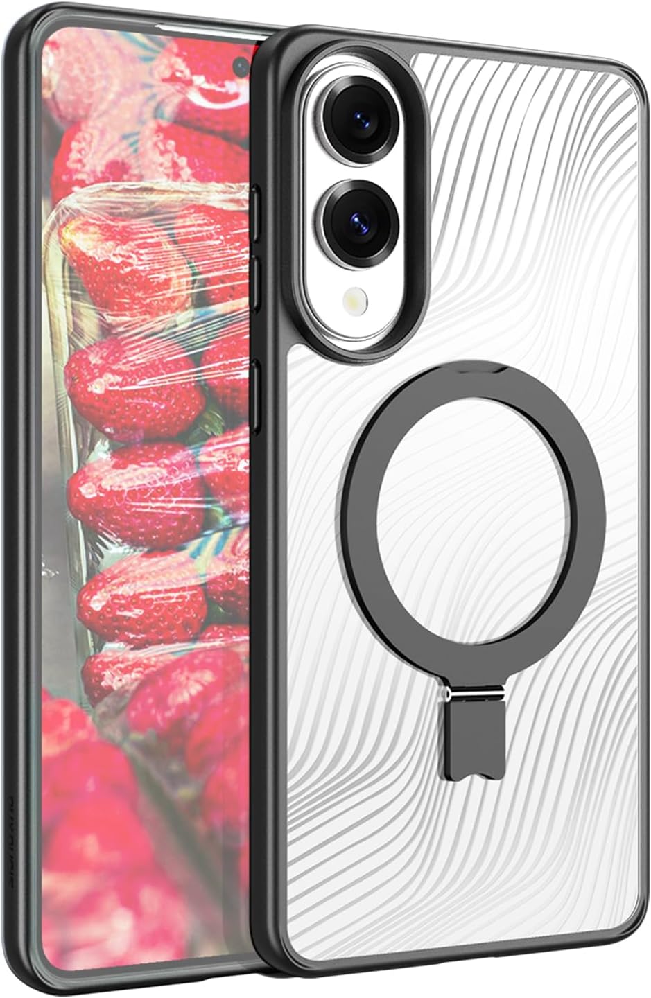 iTape Transparent magnetic mobile phone case for Samsung Galaxy S25 Edge mobile phone case, wireless charging + silicone shockproof protective case, no yellowing With bracket