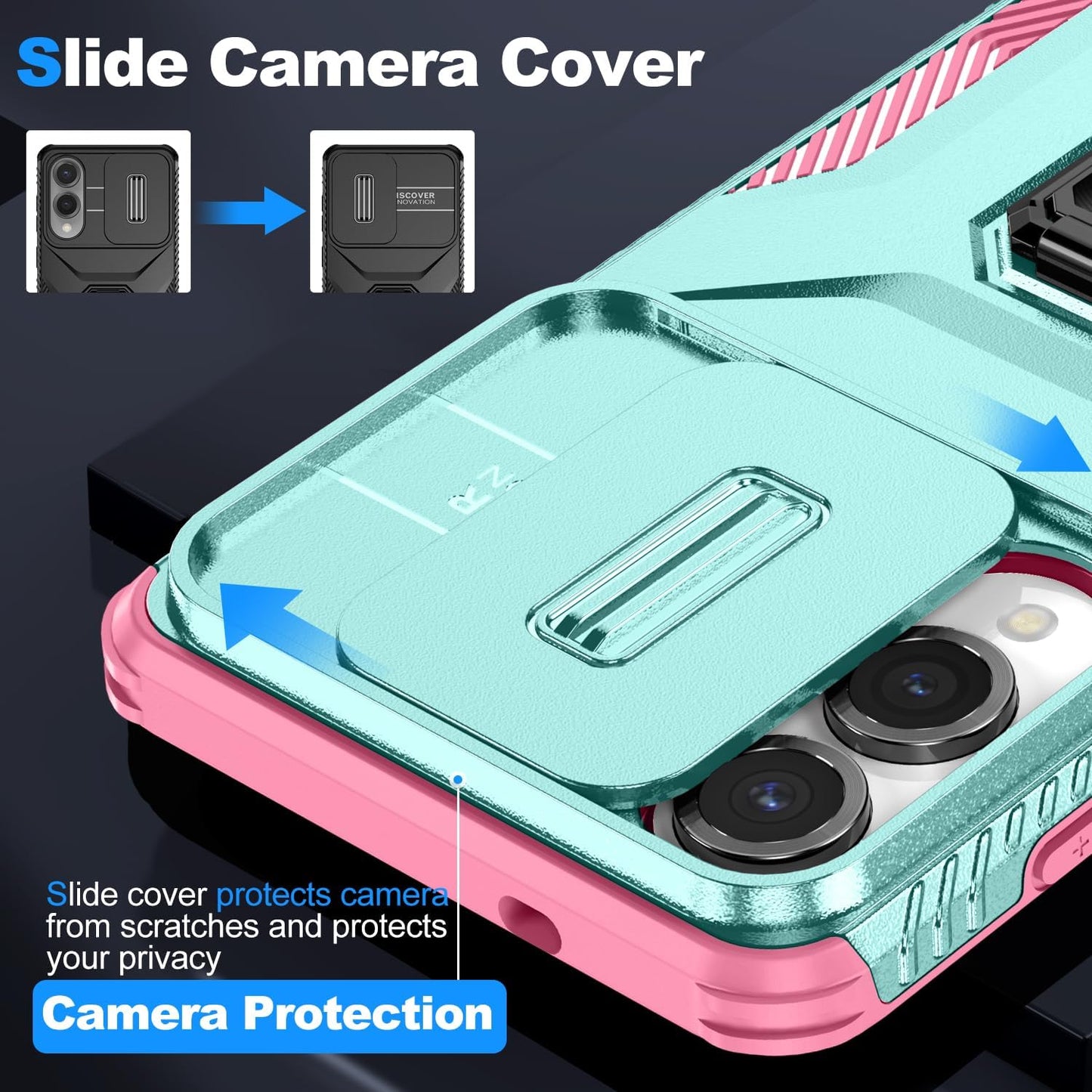 Magnetic car mount 2 in 1 phone case for Samsung Galaxy S25 Edge, double layer shockproof and drop-proof protective case. 360° rotating bracket finger ring buckle push window lens protection