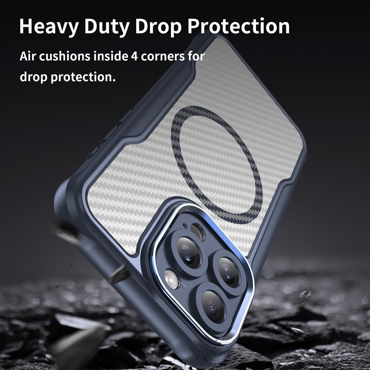 Magnetic carbon fibre case for iPhone 15 Pro max, support wireless charging, carbon fibre shockproof slim case Green
