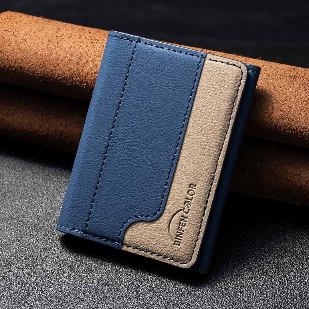 iTape Leather Magnetic Phone Wallet Compatible with Various Phone Models Android and iOS, Colorblock Horizontal Magnetic Card Holder Ultra-thin Wallet Card Holder Flip Stand Green