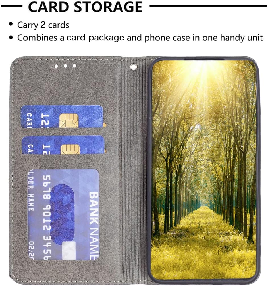 iTape Magnetic diamond-shaped leather phone case for Samsung Galaxy S25 Edge, magnetic closure wallet-style case, flip-top stand, provides shockproof protection Gray