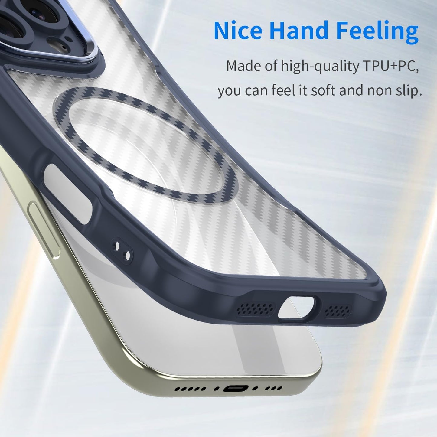 Magnetic carbon fibre case for iPhone 13 Pro, support wireless charging, carbon fibre shockproof slim case Purple