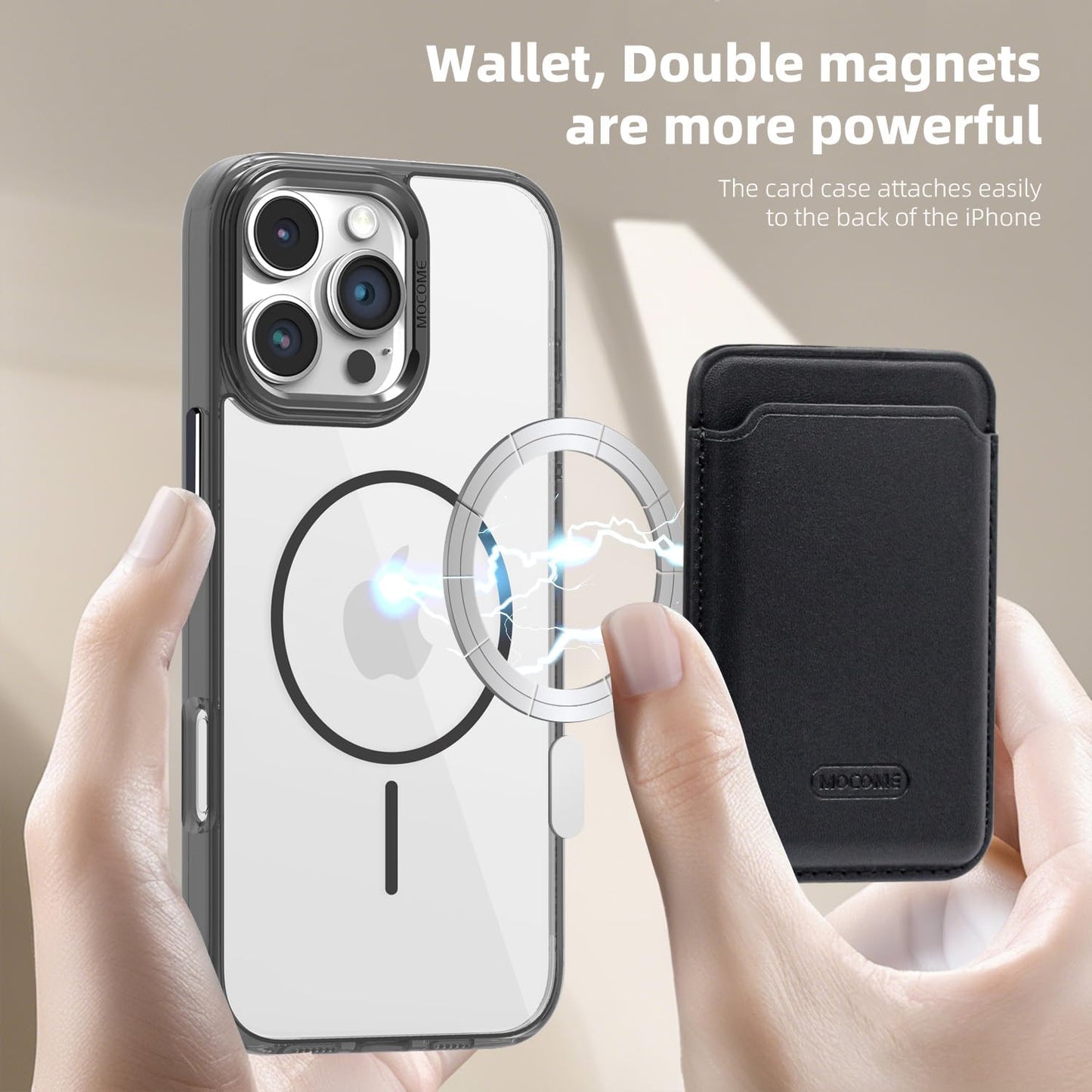 Magnetic transparent phone case for iPhone 16 Pro max, supports wireless charging, military-grade drop-proof, compatible with iPhone 16 Pro max Car magnetic bracket 2 in 1 magnetic card holder