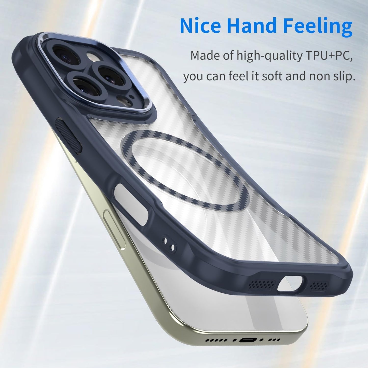 Magnetic carbon fibre case for iPhone 16 Pro, support wireless charging, carbon fibre shockproof slim case Purple