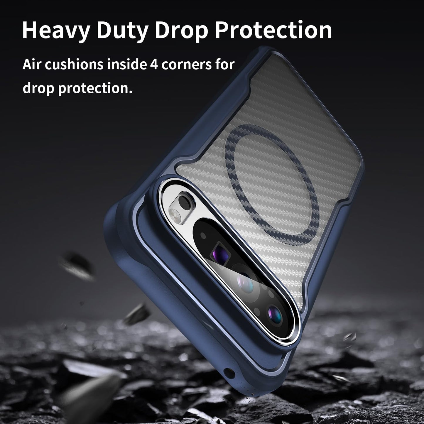 iTape Magnetic carbon fibre case for Google Pixel 9 Pro XL 5G, support wireless charging, carbon fibre shockproof slim case Green