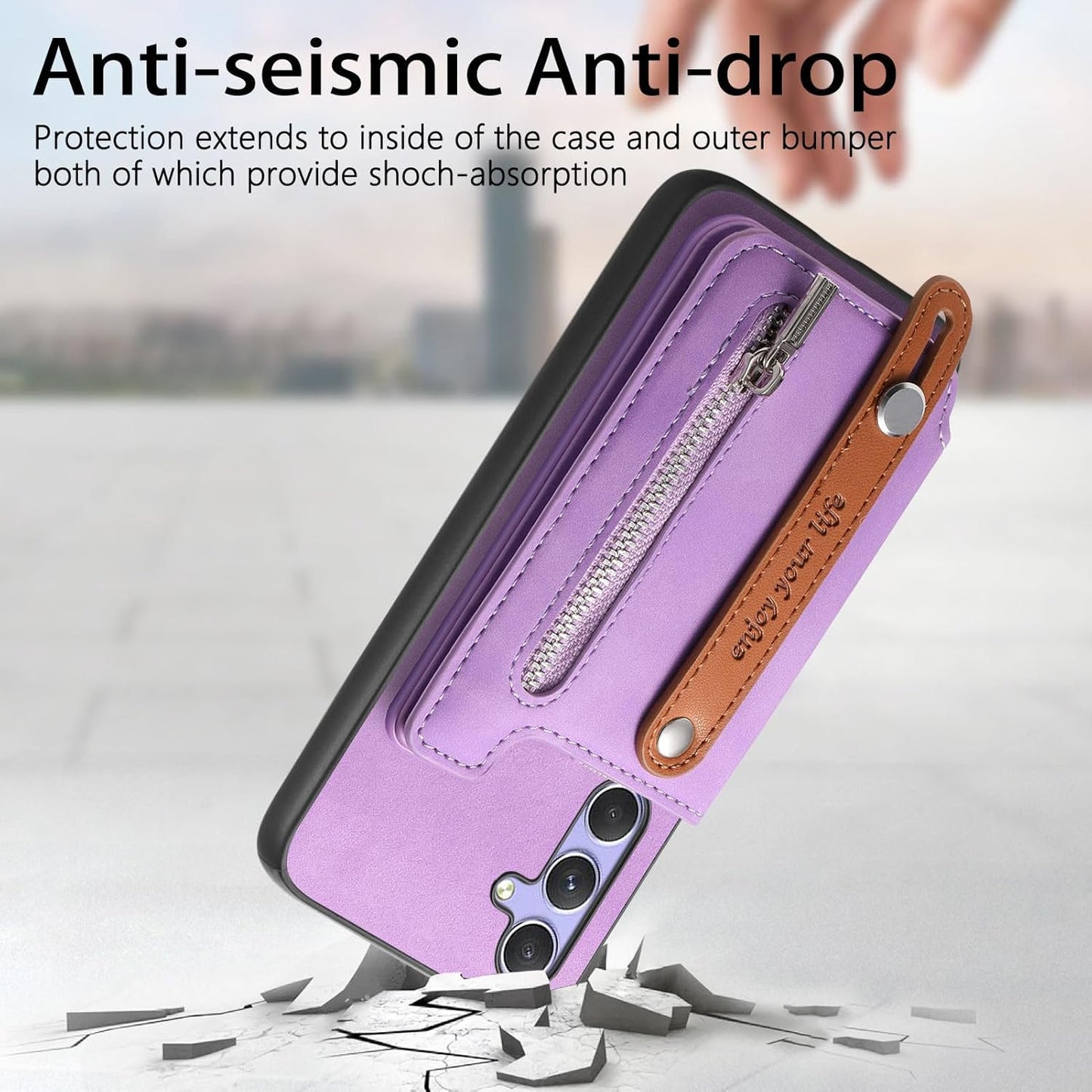 iTape Retro magnetic mobile phone case for Samsung Galaxy S25+, wireless charging magnetic car mount, Card slot, card holder, wrist strap bracket RFID anti-theft card Orange