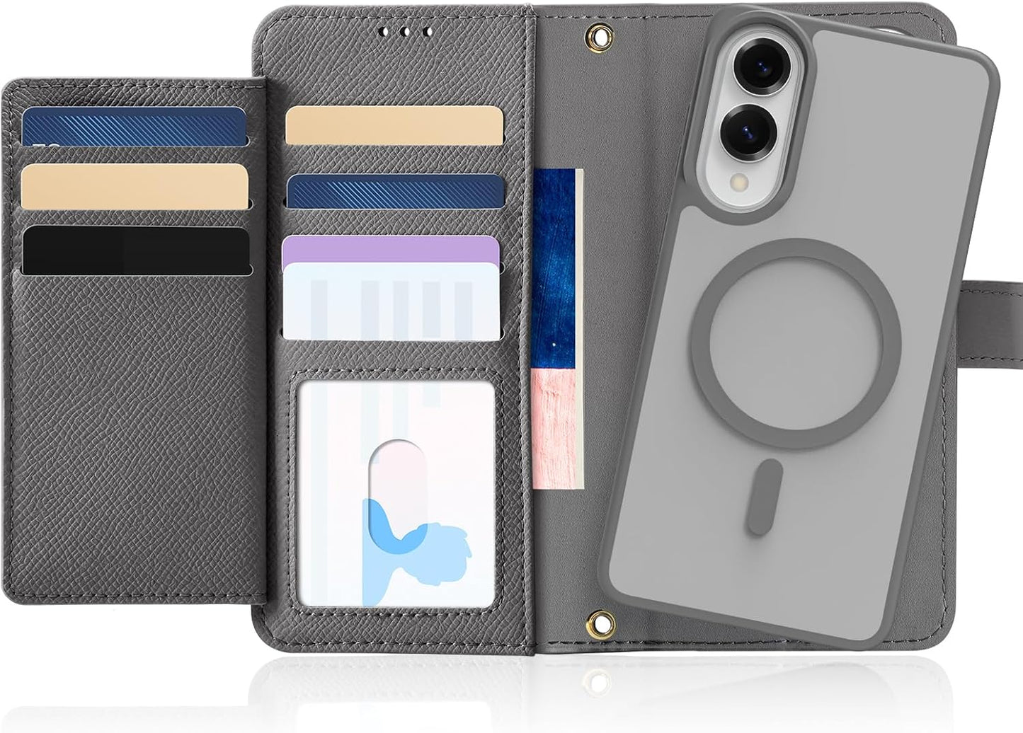 iTape Two-in-one magnetic mobile phone case for Samsung Galaxy S25 Edge, wallet-style mobile phone case with silicone shockproof protective shell supports wireless charging Light Blue