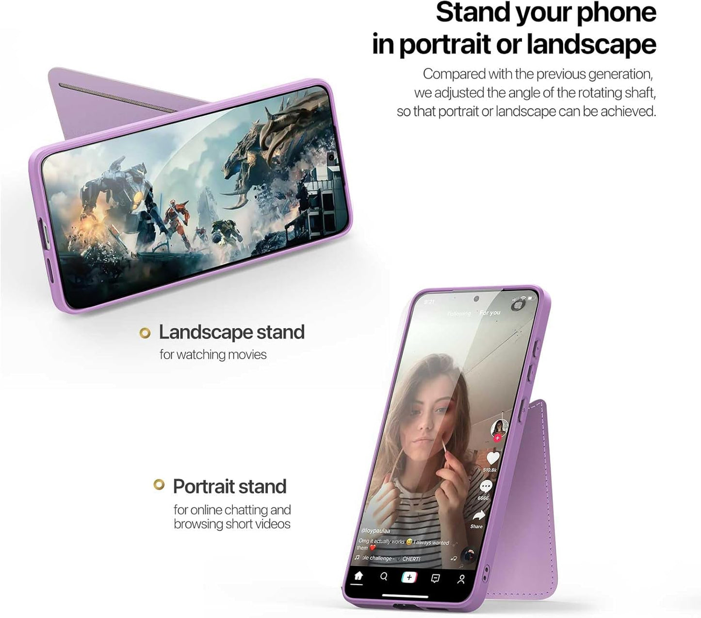 iTape 3 in 1 Magnetic Holder Phone Case for Samsung Galaxy S25 Edge, Wireless Charging Dual Card Phone Case Compatible with Samsung Galaxy S25 Edge RFID anti-theft card Purple