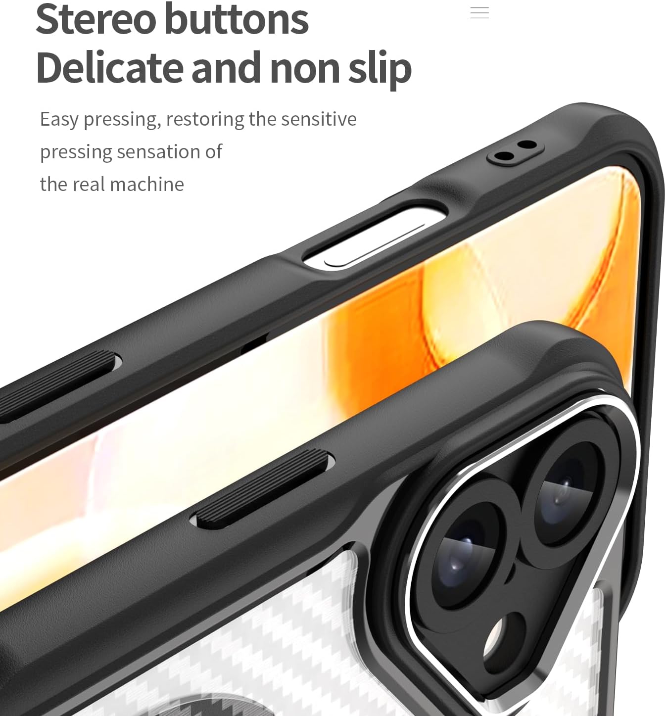 Magnetic carbon fibre case for iPhone 16 Plus, support wireless charging, carbon fibre shockproof slim case Black