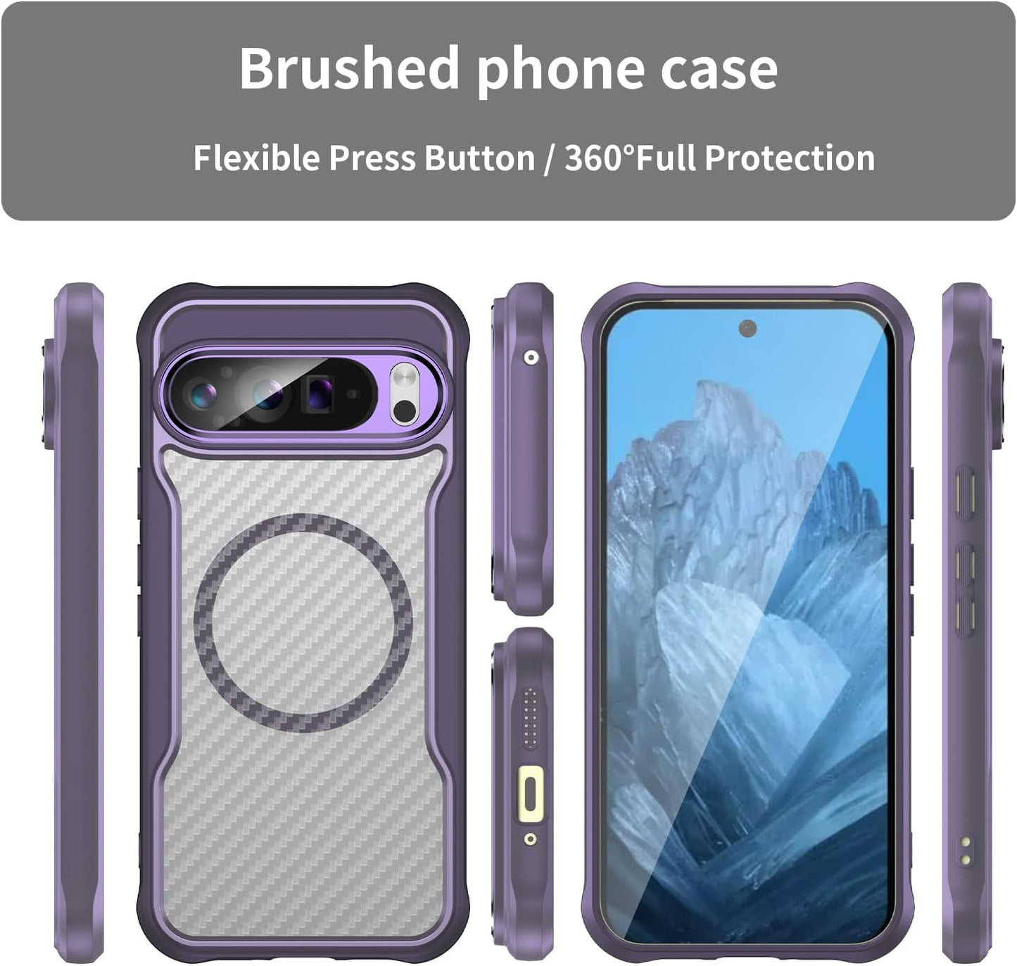 iTape Magnetic carbon fibre case for Google Pixel 9 Pro XL 5G, support wireless charging, carbon fibre shockproof slim case Green