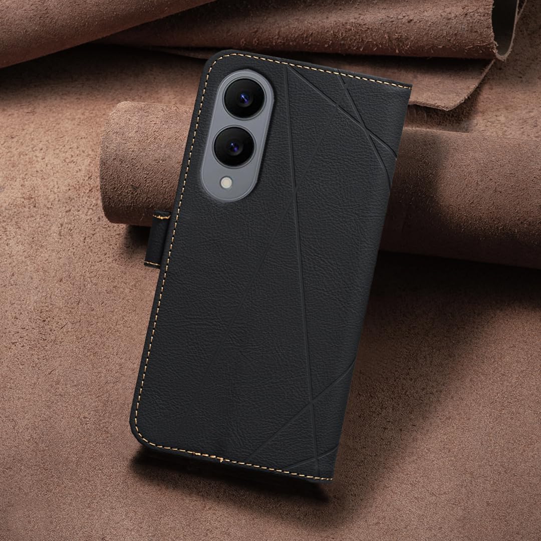 iTape Wallet phone case for Samsung Galaxy S25 Edge, RFID anti-theft wallet, pressed edge leather case flip cover stand Blue
