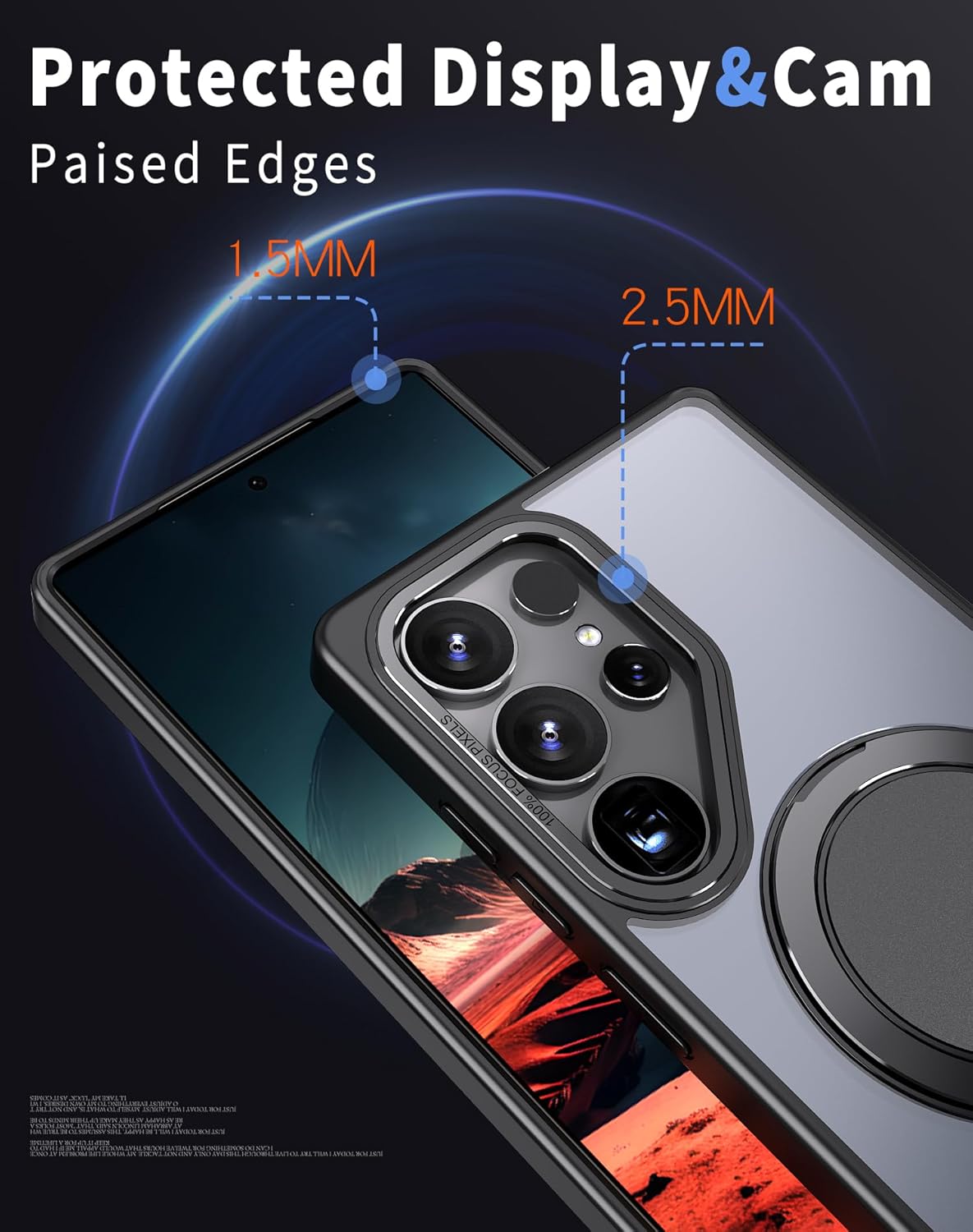 iTape Magnetic phone case for Samsung Galaxy S25 Ultra, mechanical gear 360° rotating bracket supports wireless charging, shockproof ultra-thin shell Gray