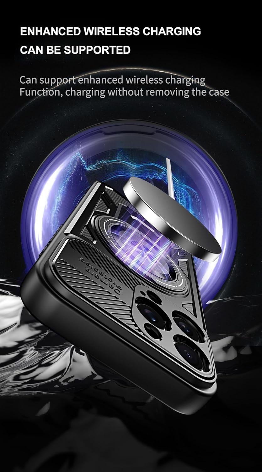 Hard Plated PC Armor Cover for iPhone 16 Pro max with 360° Rotating Metal Ring Strong Magnetic Car Mount Phone Case Support wireless charging Gray