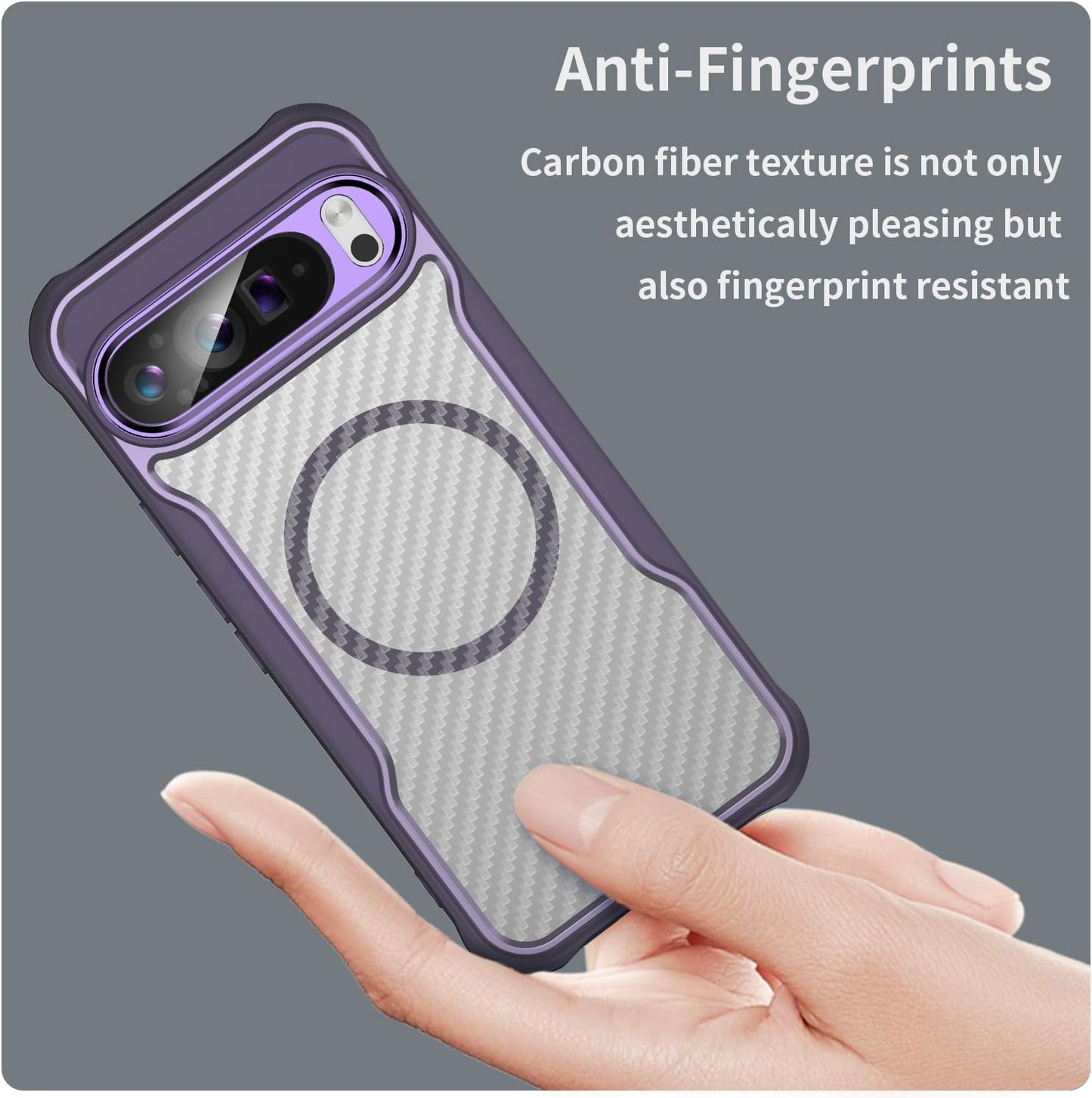 iTape Magnetic carbon fibre case for Google Pixel 9 Pro XL 5G, support wireless charging, carbon fibre shockproof slim case Green
