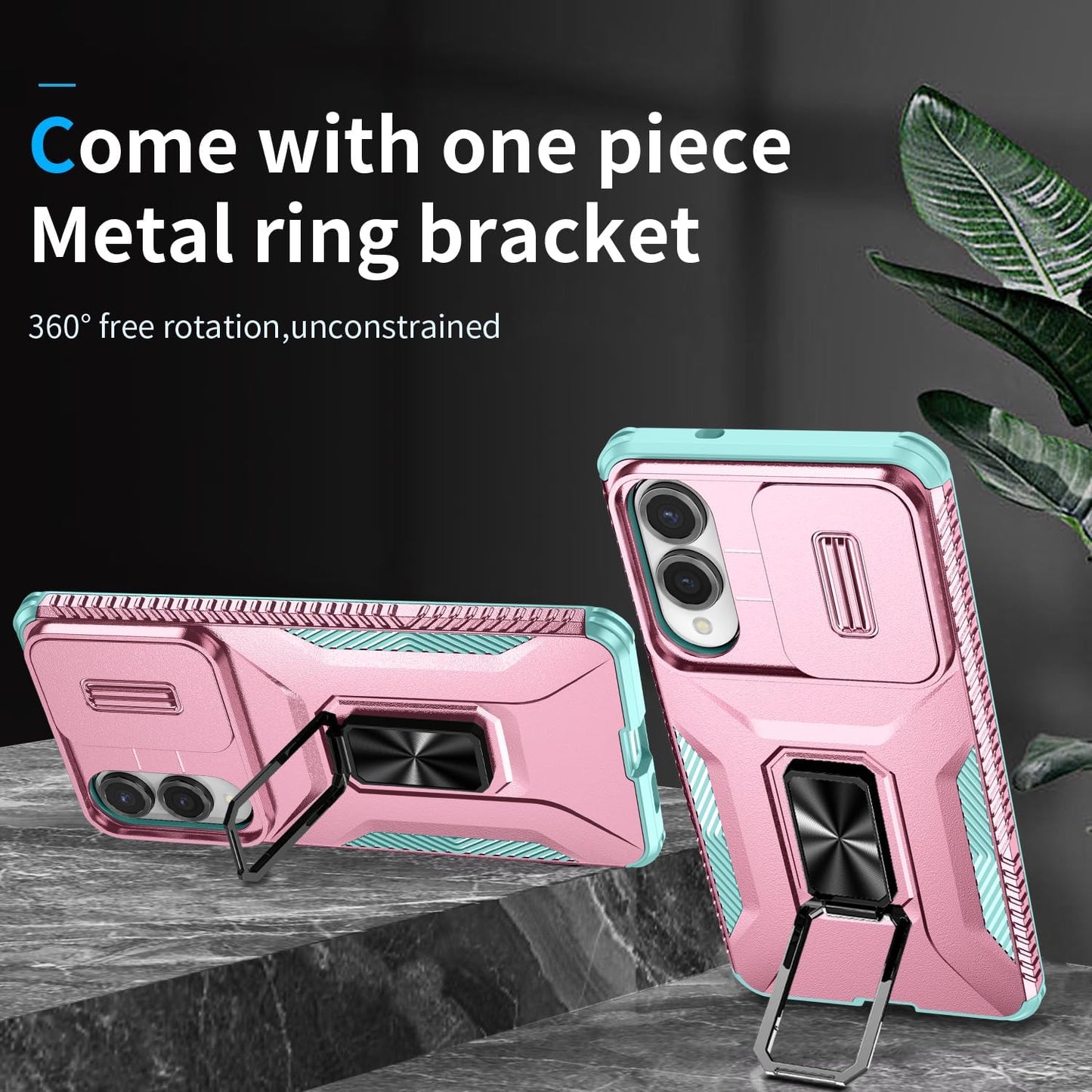 Magnetic car mount 2 in 1 phone case for Samsung Galaxy S25 Edge, double layer shockproof and drop-proof protective case. 360° rotating bracket finger ring buckle push window lens protection