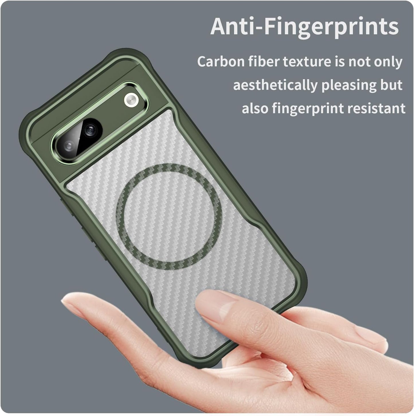 iTape Magnetic carbon fibre case forGoogle Pixel 8a, support wireless charging, carbon fibre shockproof slim case Black