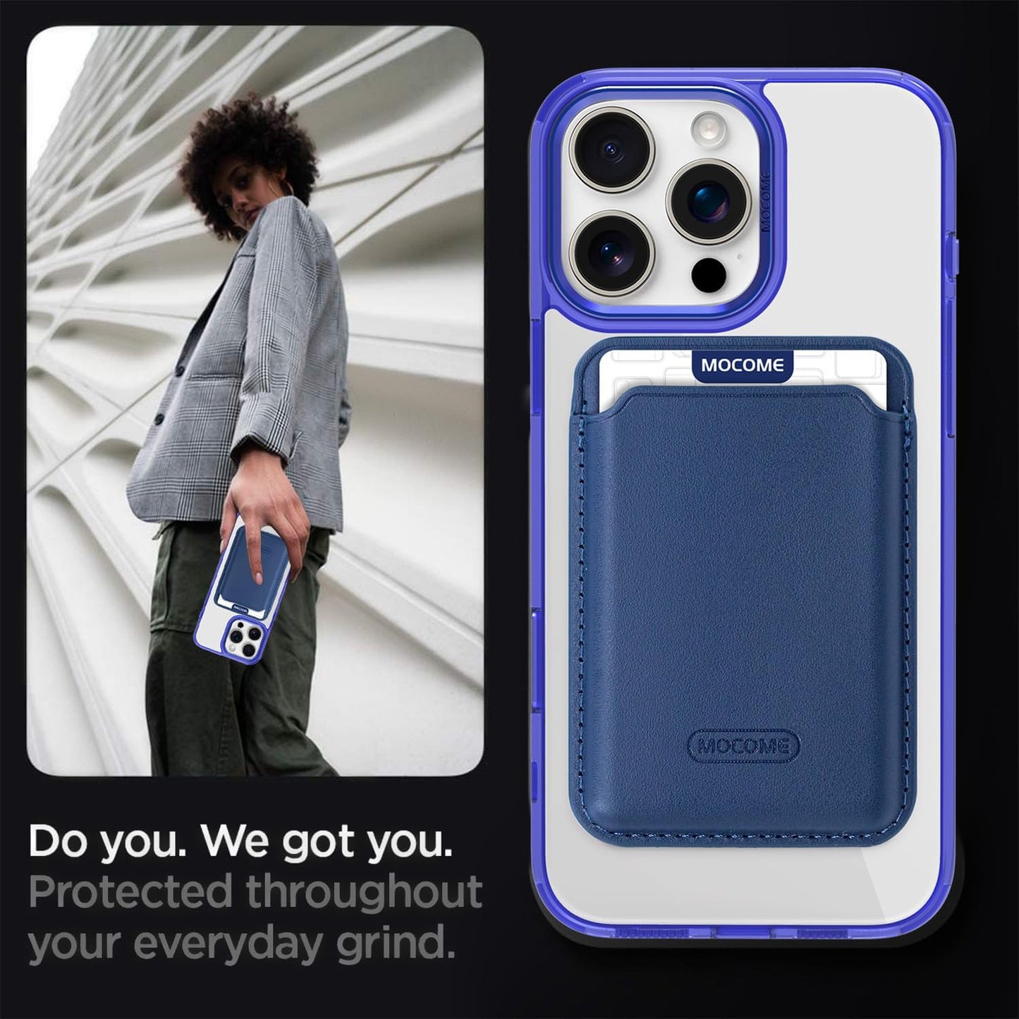 Magnetic transparent phone case for iPhone 16 Pro max, supports wireless charging, military-grade drop-proof, compatible with iPhone 16 Pro max Car magnetic bracket 2 in 1 magnetic card holder