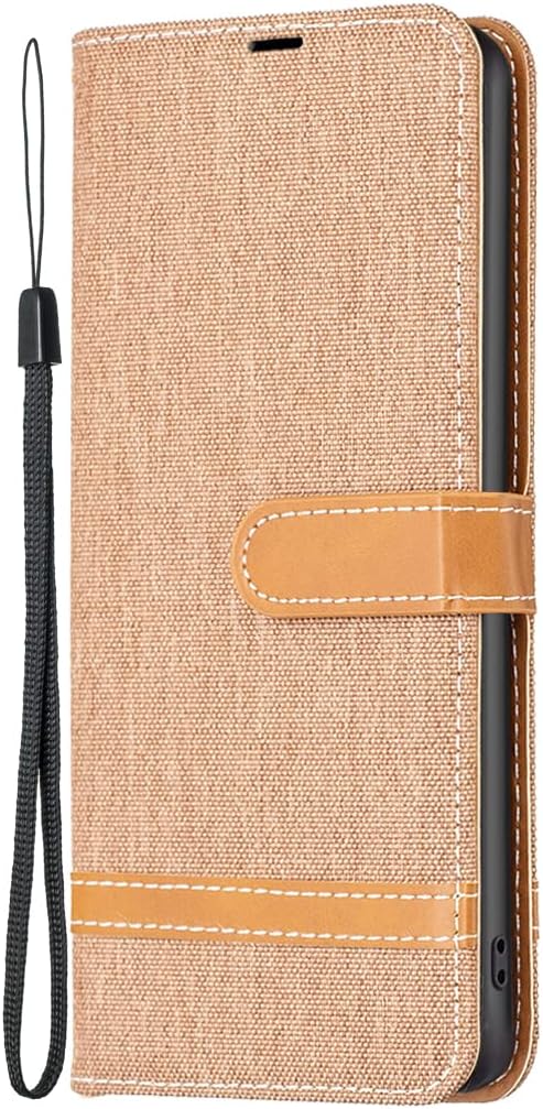 Colorblock Denim Wallet Phone Case for iPhone 16E, Wallet Phone Case Flip Stand, Credit Card Slot Wallet Wrist strap Green