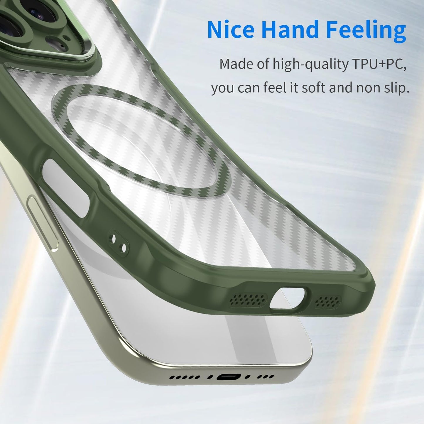 Magnetic carbon fibre case for iPhone 13 Pro, support wireless charging, carbon fibre shockproof slim case Purple