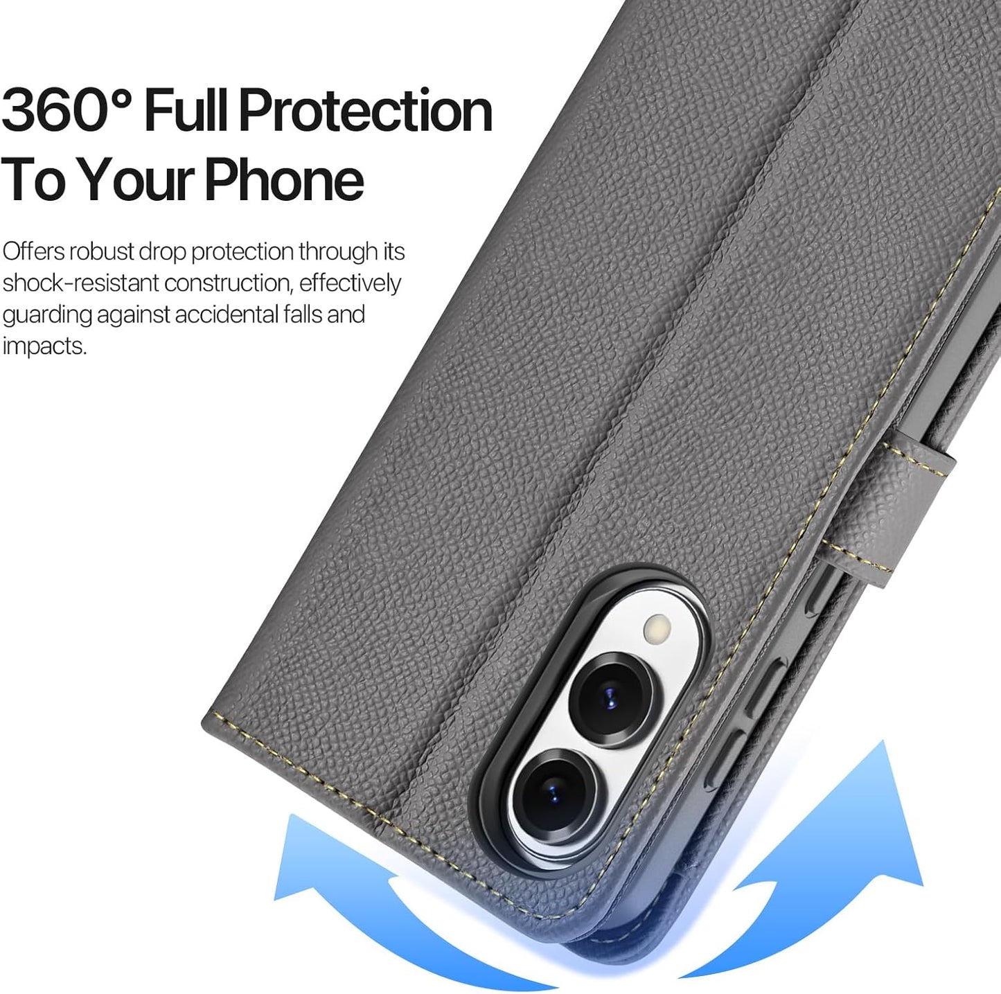 iTape Two-in-one magnetic mobile phone case for Samsung Galaxy S25 Edge, wallet-style mobile phone case with silicone shockproof protective shell supports wireless charging Light Blue