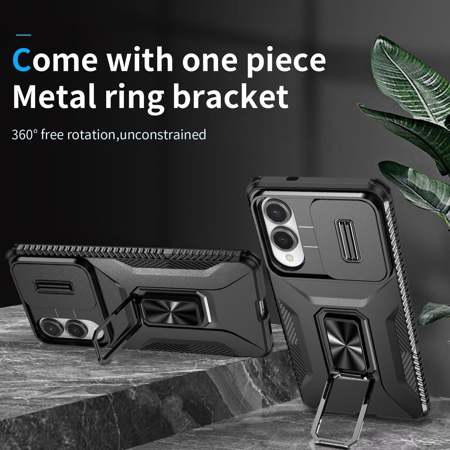 Magnetic car mount 2 in 1 phone case for Samsung Galaxy S25 Edge, double layer shockproof and drop-proof protective case. 360° rotating bracket finger ring buckle push window lens protection