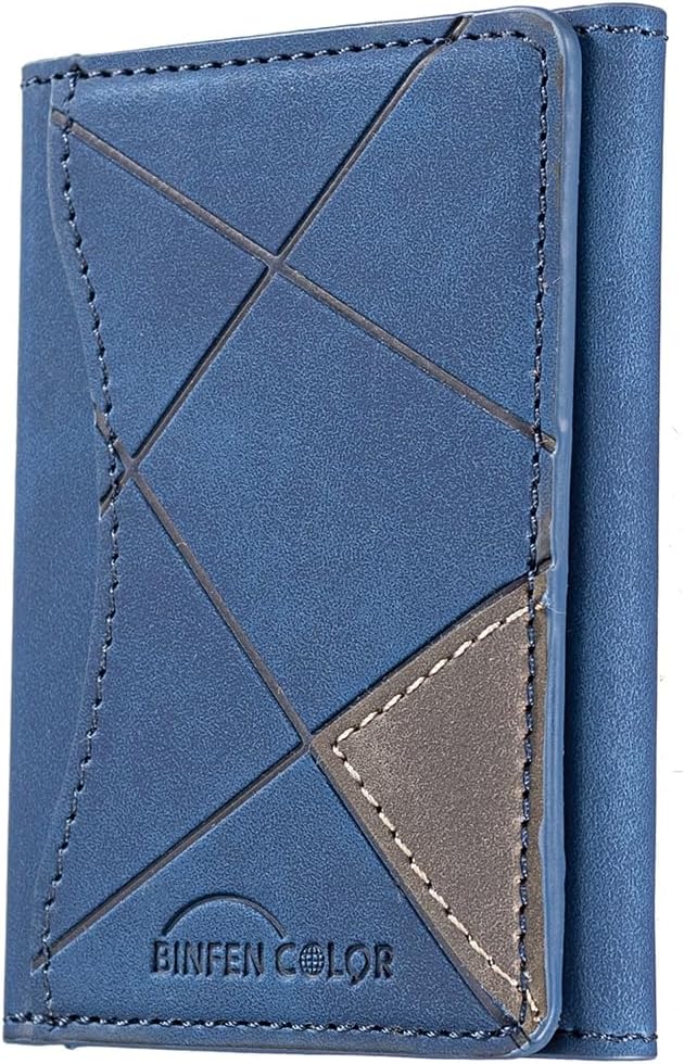 iTape Leather Magnetic Phone Wallet Compatible with Various Phone Models Android and iOS, Ultra-thin Trifold Wallet Card Holder Flip Stand Purple