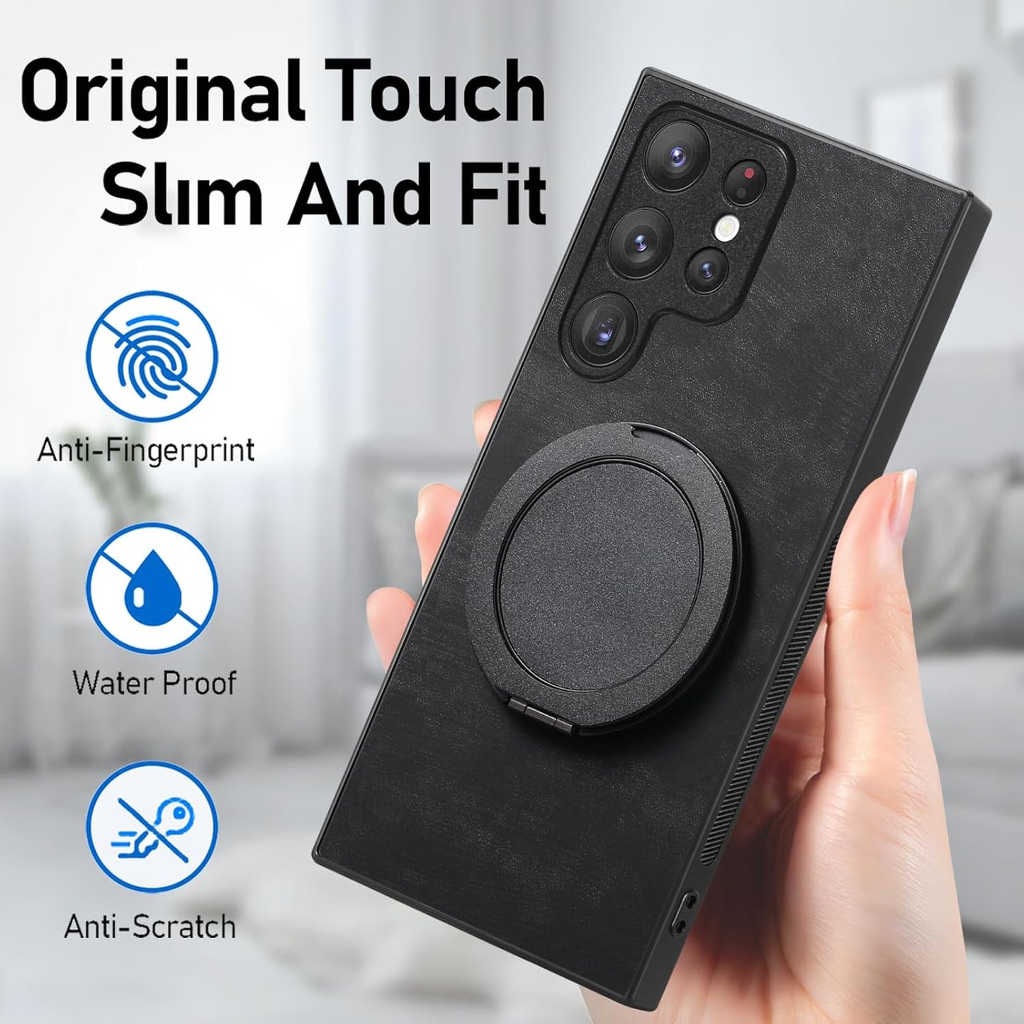 iTape Retro magnetic mobile phone case for Samsung Galaxy S25 Ultra, wireless charging magnetic car mount, round ring 360% rotating mount Green