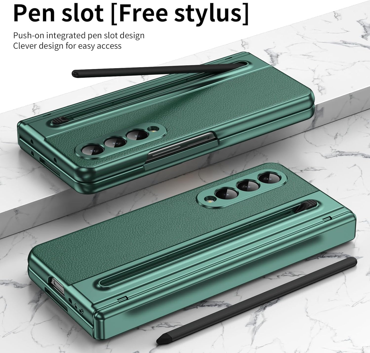 iTape Lightweight phone case for Samsung Galaxy Z Fold4, hinged case supports wireless charging with lens protection, screen protector, complimentary stylus, drop-proof and fingerprint resistant Blue