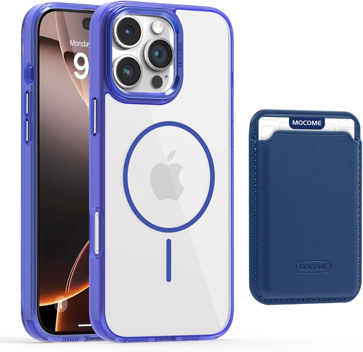 Magnetic transparent phone case for iPhone 16 Pro max, supports wireless charging, military-grade drop-proof, compatible with iPhone 16 Pro max Car magnetic bracket 2 in 1 magnetic card holder