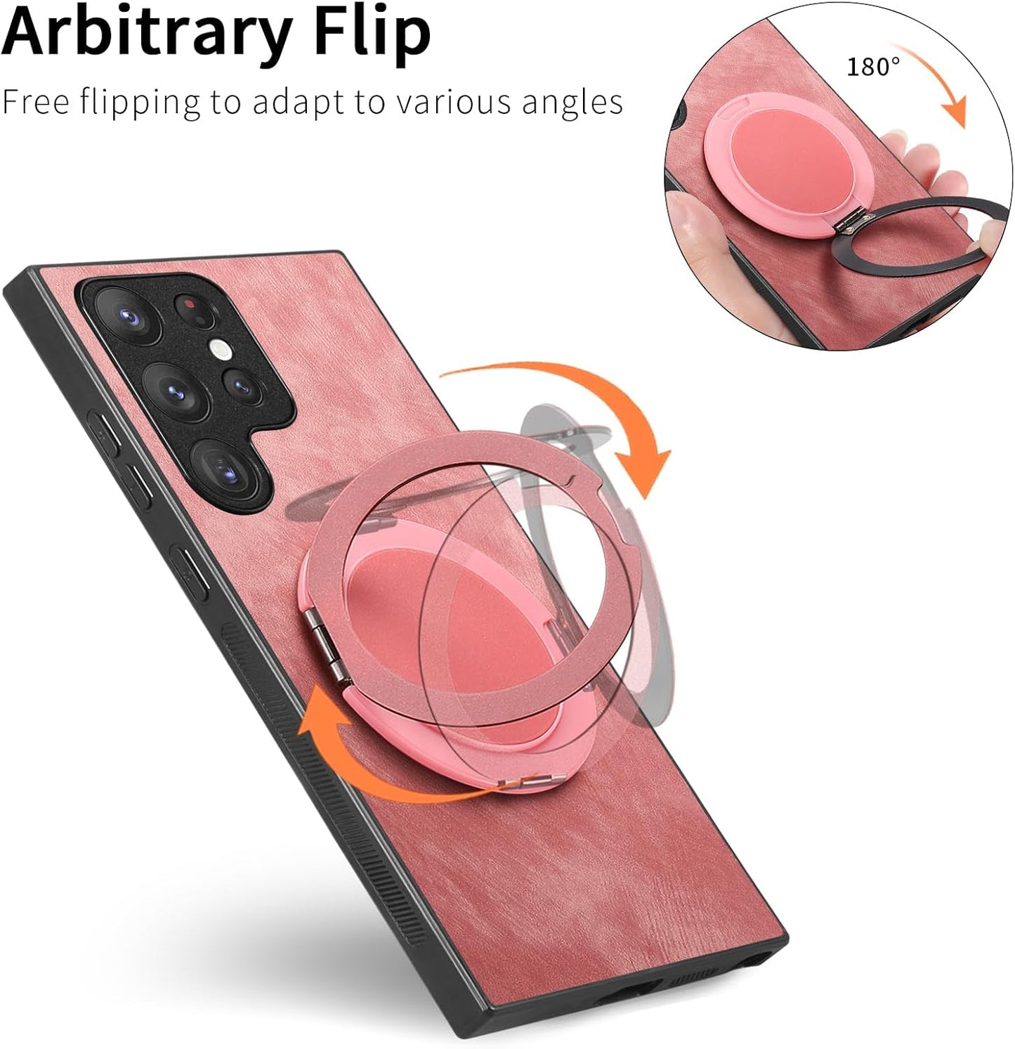 iTape Retro magnetic mobile phone case for Samsung Galaxy S25 Ultra, wireless charging magnetic car mount, round ring 360% rotating mount Green
