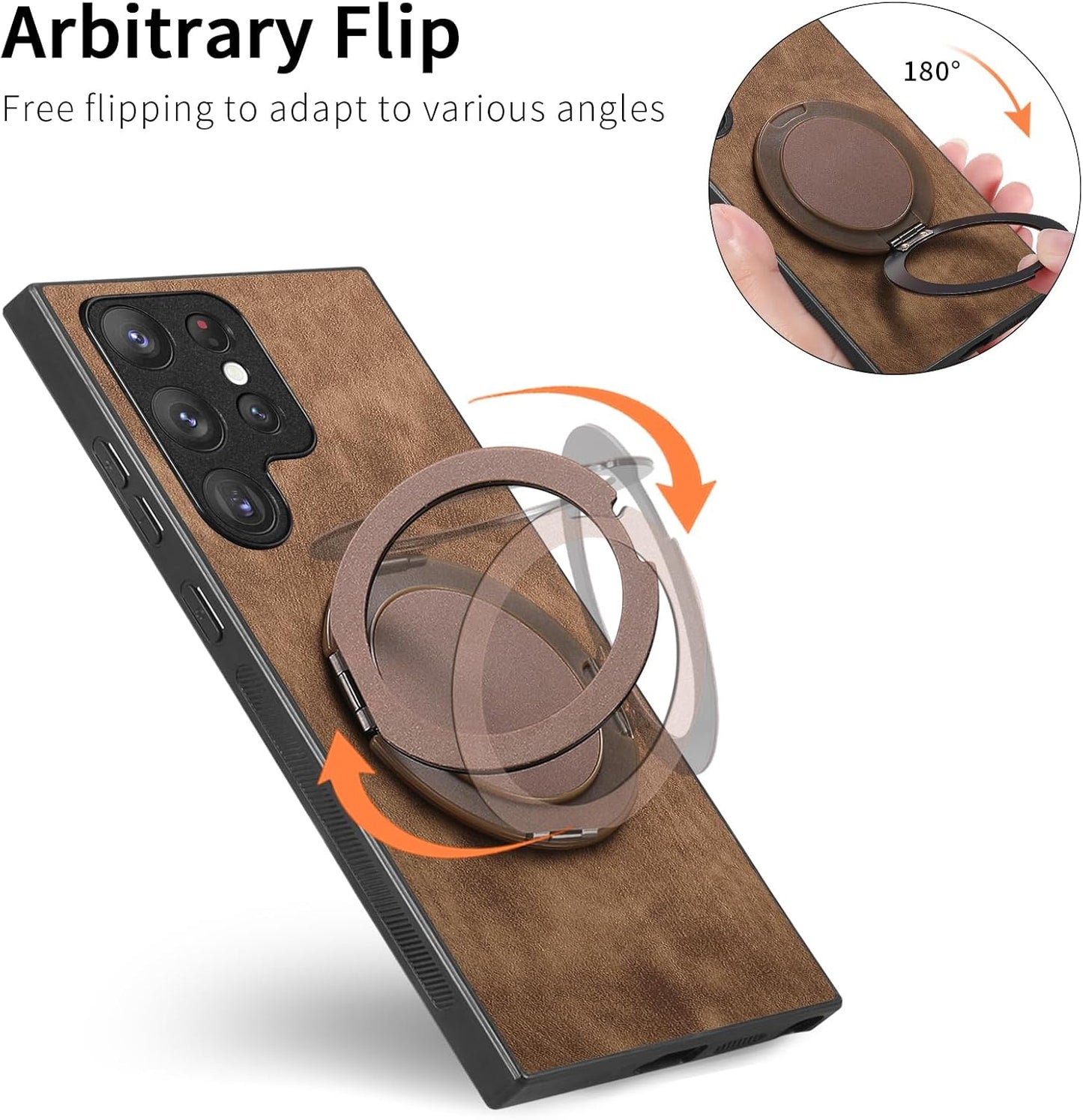 iTape Retro magnetic mobile phone case for Samsung Galaxy S25 Ultra, wireless charging magnetic car mount, round ring 360% rotating mount Green