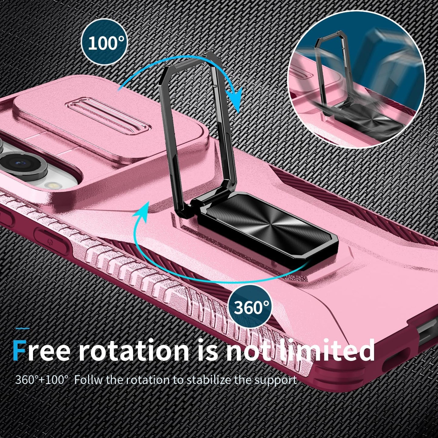 Magnetic car mount 2 in 1 phone case for Samsung Galaxy S25 Edge, double layer shockproof and drop-proof protective case. 360° rotating bracket finger ring buckle push window lens protection