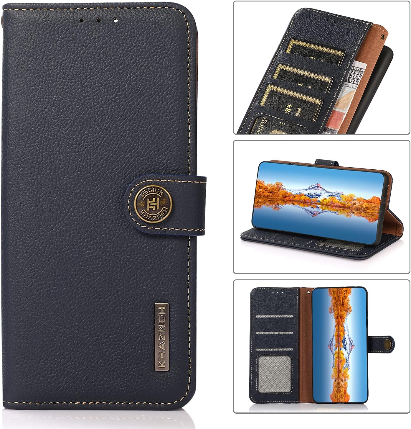 iTape Genuine leather phone case for Xiaomi 15 Ultra, cowhide RFID anti-theft brush phone case with card slot and shockproof flip cover Green