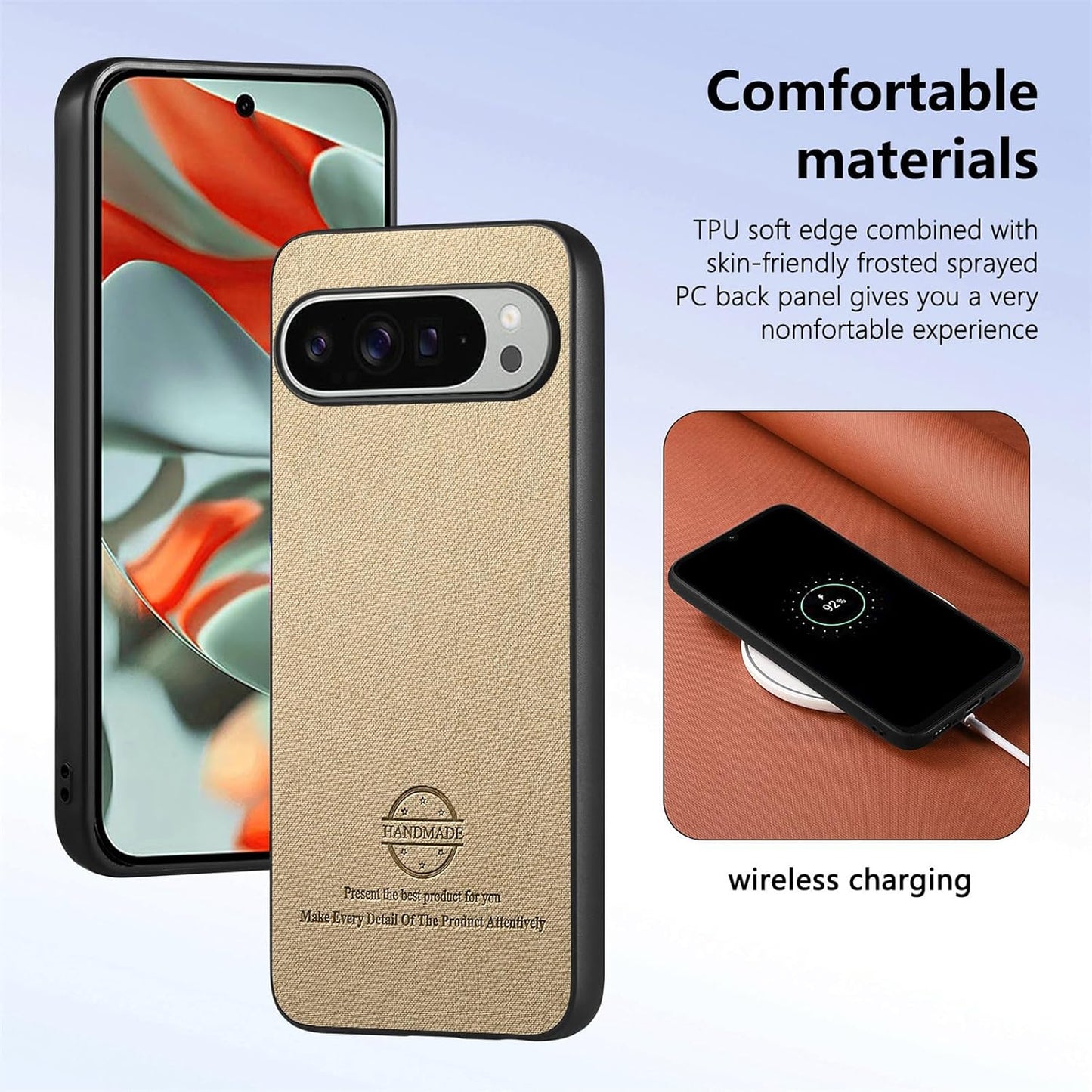 iTape Twill Phone Case for Google Pixel 9 Pro XL, Shockproof Ultra-thin Phone Case, Supports Wireless Charging Green
