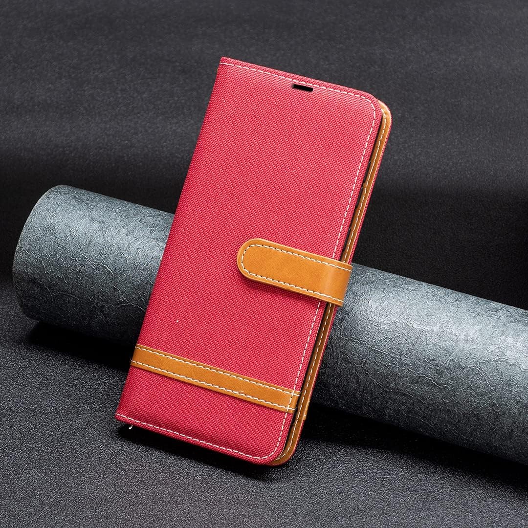 Colorblock Denim Wallet Phone Case for iPhone 16E, Wallet Phone Case Flip Stand, Credit Card Slot Wallet Wrist strap Green