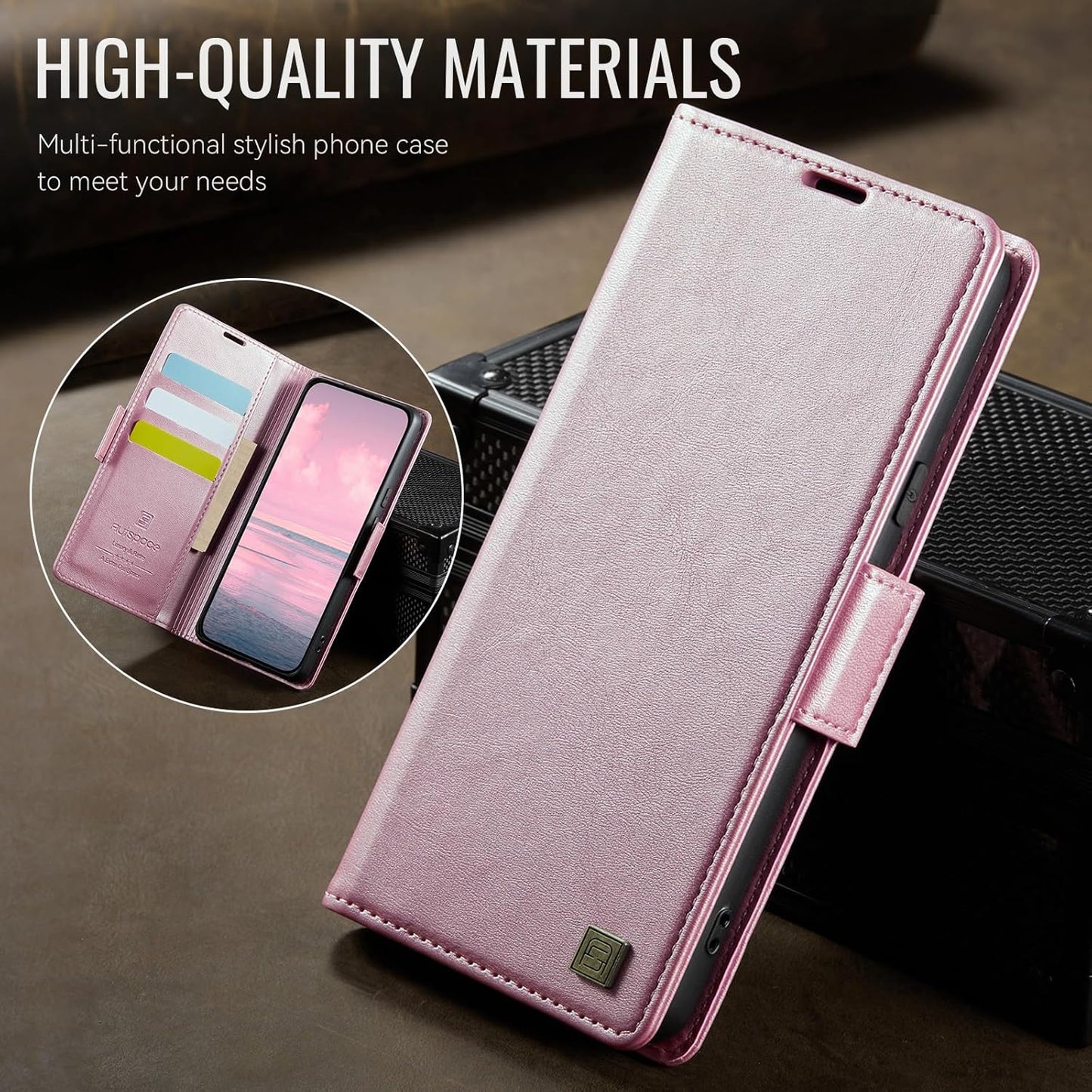 iTape Soft leather wallet case for Google Pixel 8 Pro, RFID (anti-theft), wallet card slot flip cover stand for Google Pixel 8 Pro Support wireless charging Brown