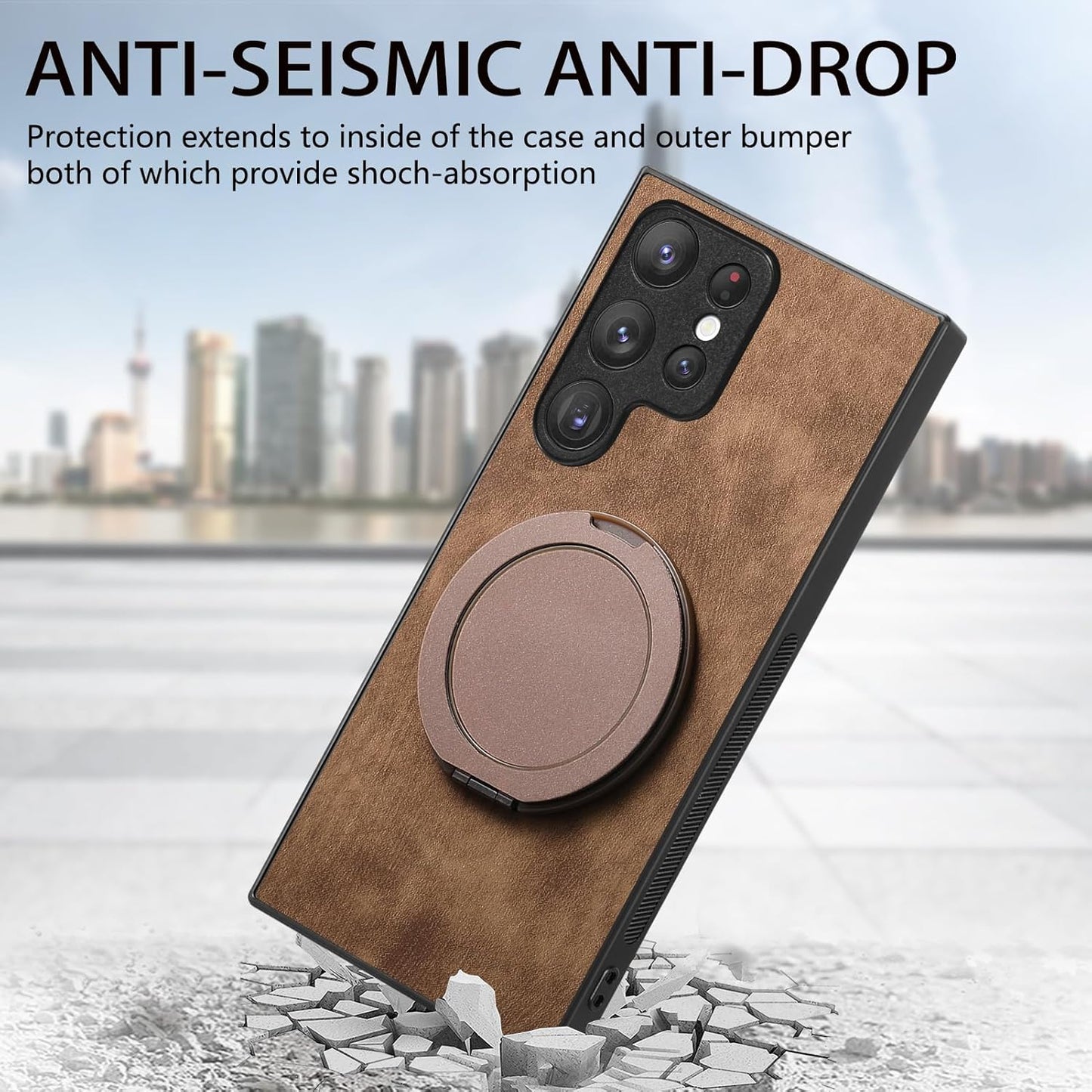 iTape Retro magnetic mobile phone case for Samsung Galaxy S25 Ultra, wireless charging magnetic car mount, round ring 360% rotating mount Green