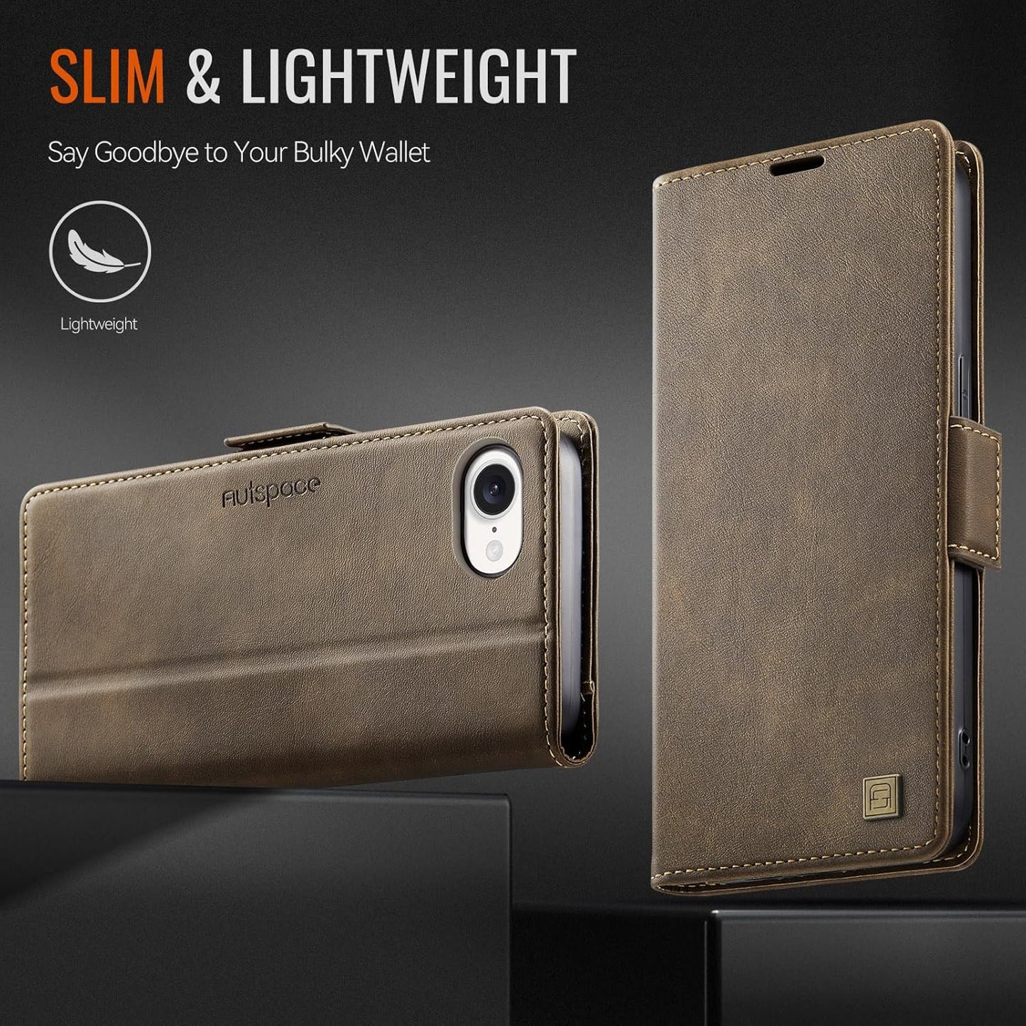 Soft leather wallet case for iPhone 16E, RFID (anti-theft), wallet card slot flip cover stand for iPhone 16E Support wireless charging Gray