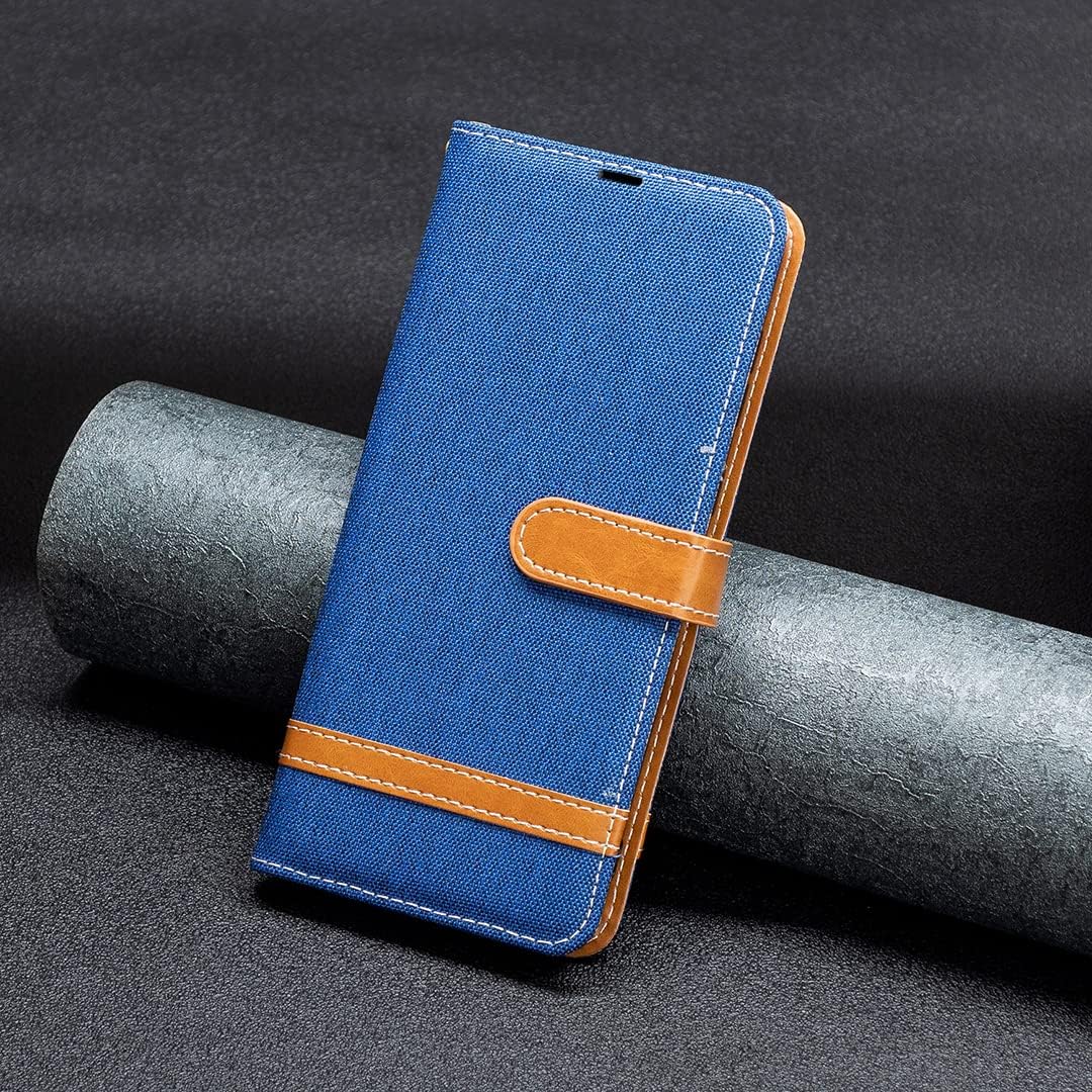 Colorblock Denim Wallet Phone Case for iPhone 16E, Wallet Phone Case Flip Stand, Credit Card Slot Wallet Wrist strap Green
