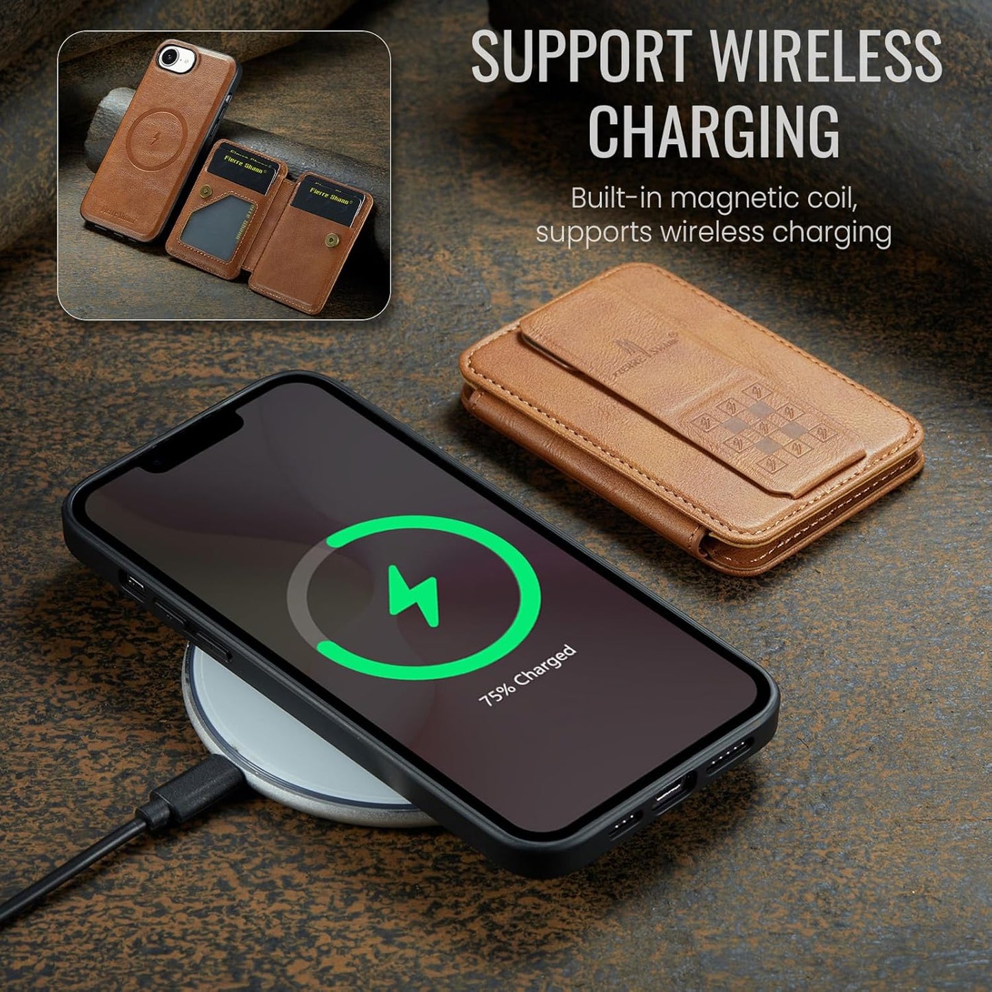 Magnetic Leather Phone Case for iPhone 16E, (RFID) Card Slot Wallet Flip Folding Stand, Wireless Charging Phone Case for iPhone 16E(RFID) Green