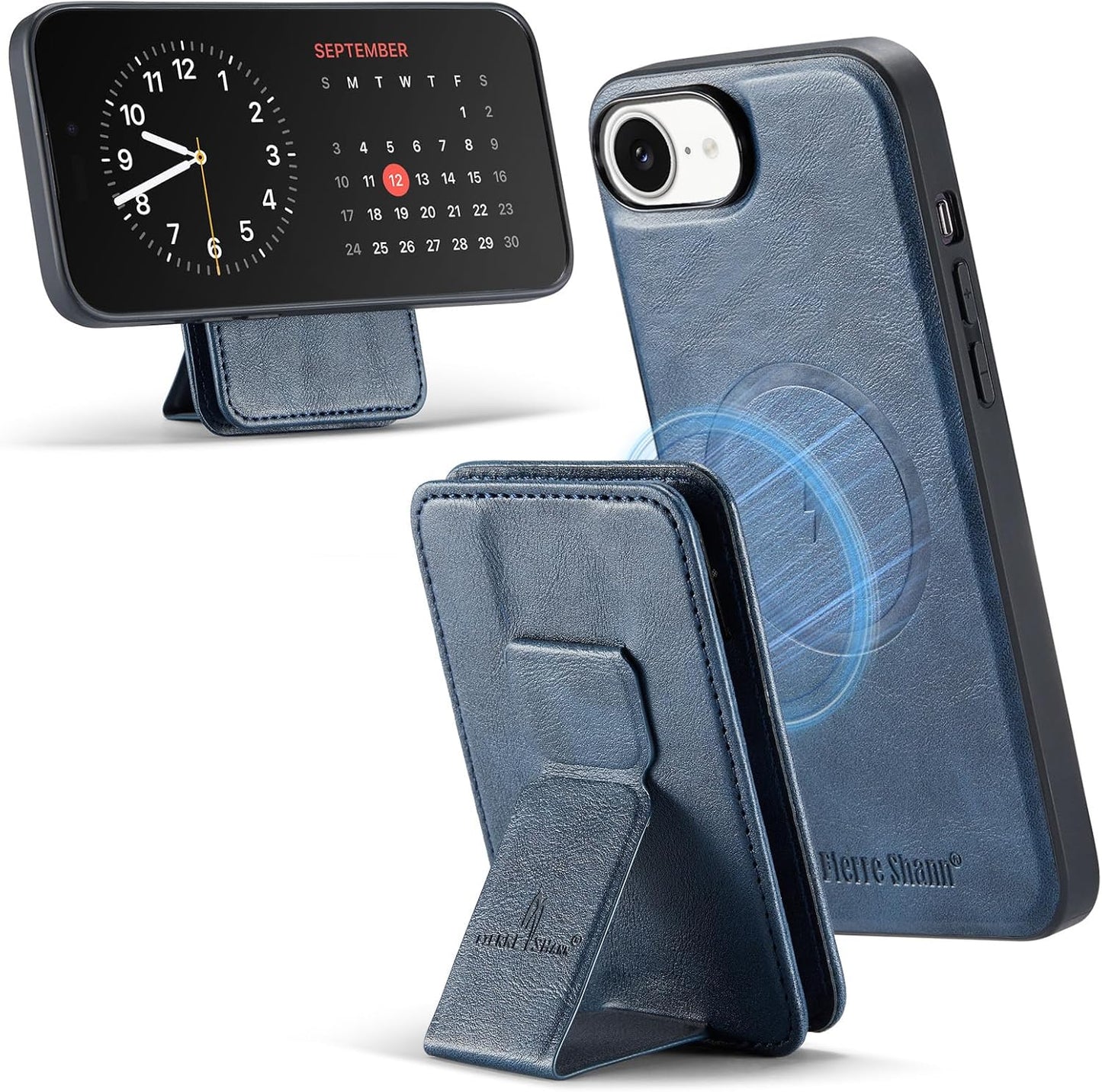 Magnetic Leather Phone Case for iPhone 16E, (RFID) Card Slot Wallet Flip Folding Stand, Wireless Charging Phone Case for iPhone 16E(RFID) Green
