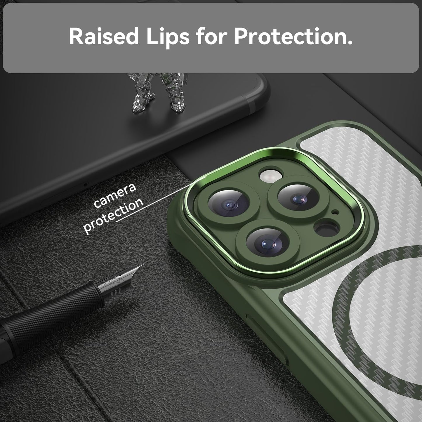 Magnetic carbon fibre case for iPhone 15 Pro, support wireless charging, carbon fibre shockproof slim case Blue