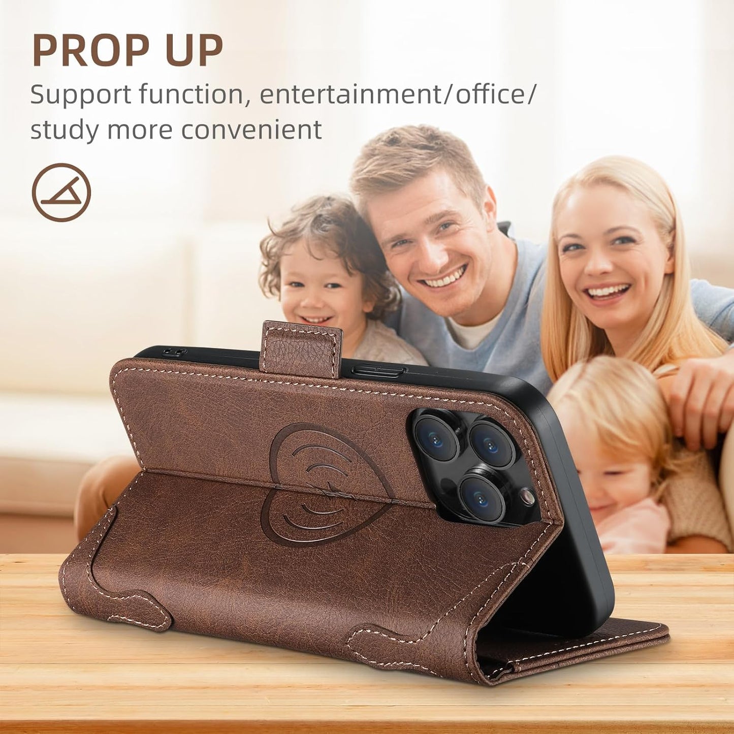 Wallet Case for iPhone 13 Pro Magsafe Charger Compatible, Magnetic Buckle Leather Case, Card Slot Stand Shock Cover Black
