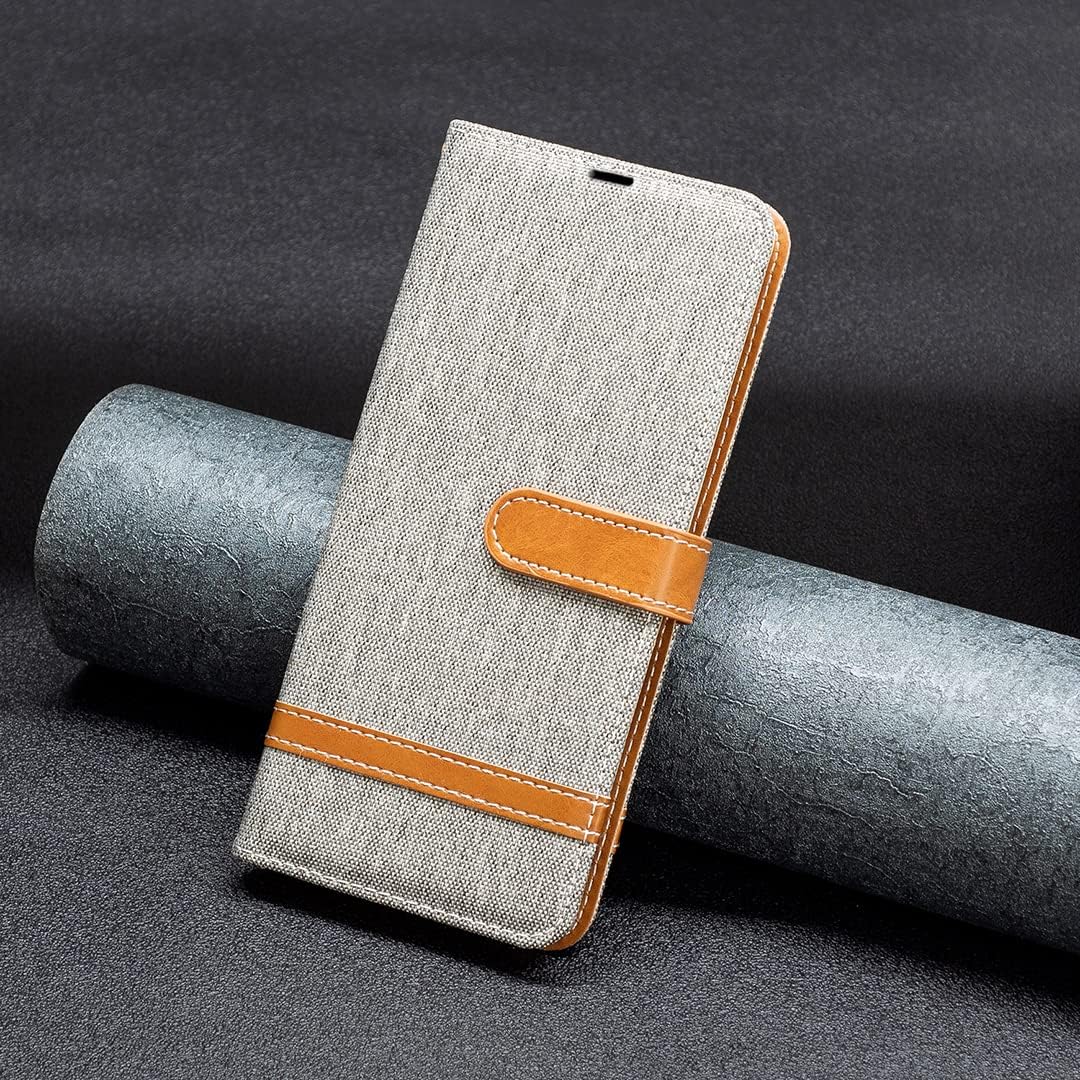 Colorblock Denim Wallet Phone Case for iPhone 16E, Wallet Phone Case Flip Stand, Credit Card Slot Wallet Wrist strap Green