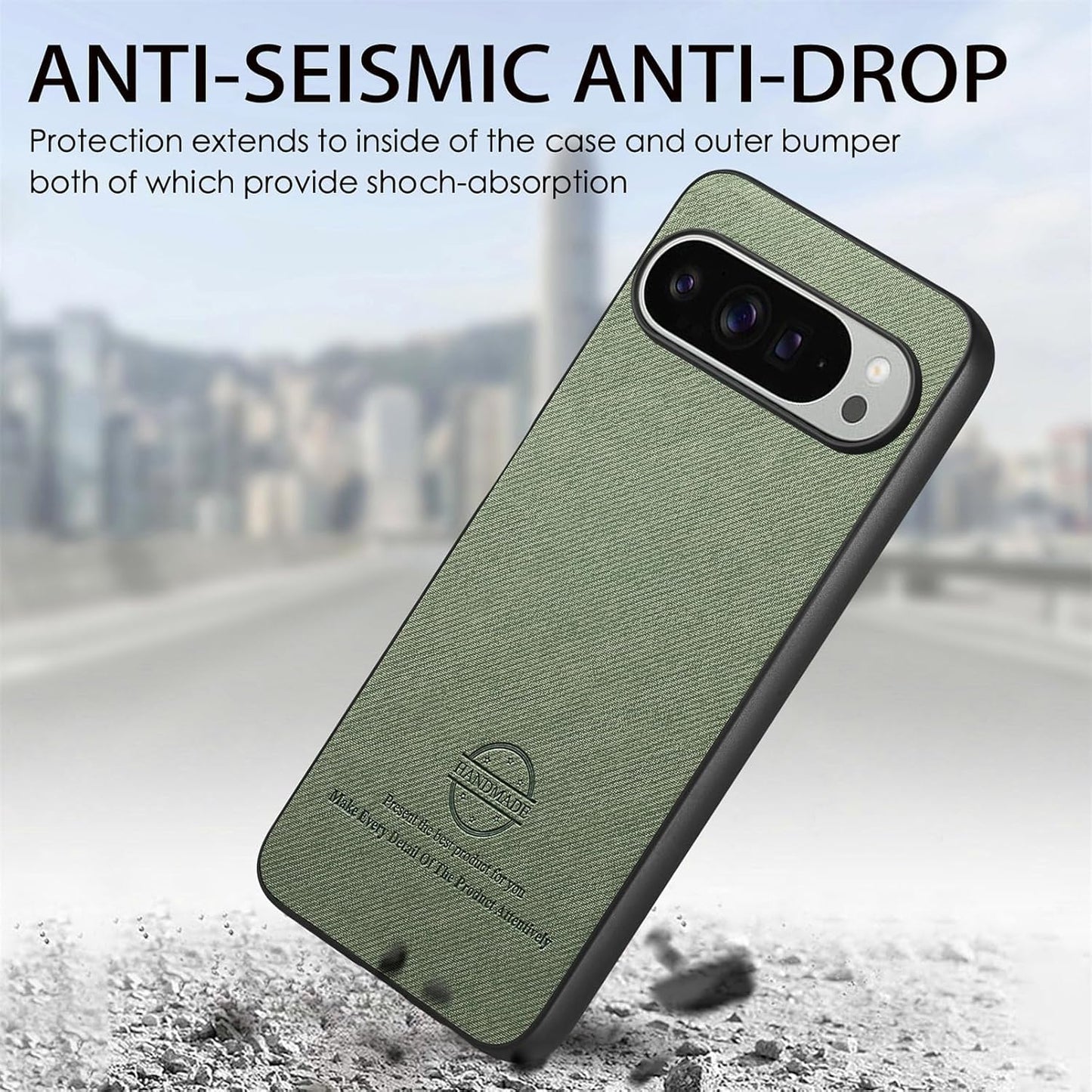 iTape Twill Phone Case for Google Pixel 9 Pro XL, Shockproof Ultra-thin Phone Case, Supports Wireless Charging Green
