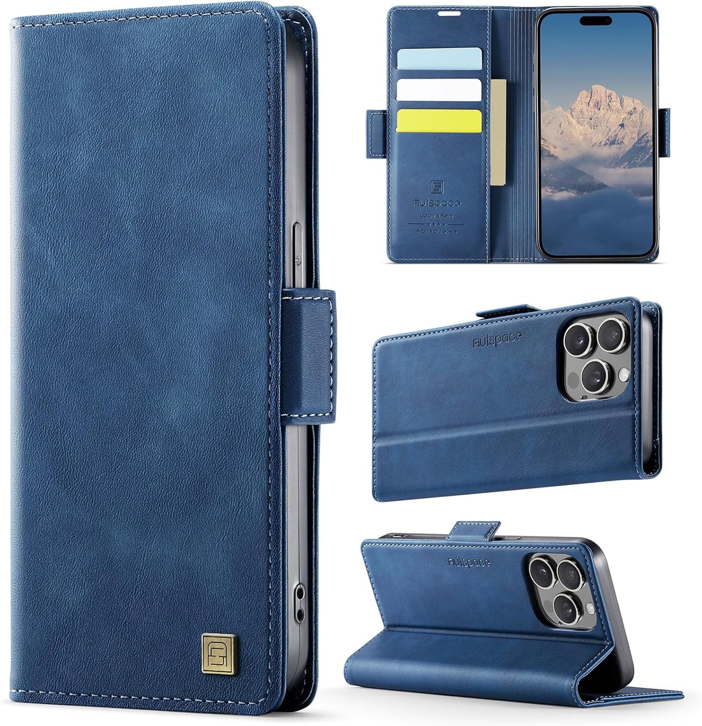 Soft leather wallet case for iPhone 15 Pro max, RFID (anti-theft), wallet card slot flip cover stand for iPhone 15 Pro max Support wireless charging Rose Gold