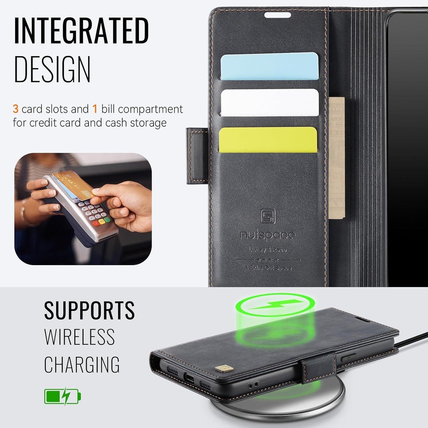 iTape Soft leather wallet case for Google Pixel 8 Pro, RFID (anti-theft), wallet card slot flip cover stand for Google Pixel 8 Pro Support wireless charging Brown