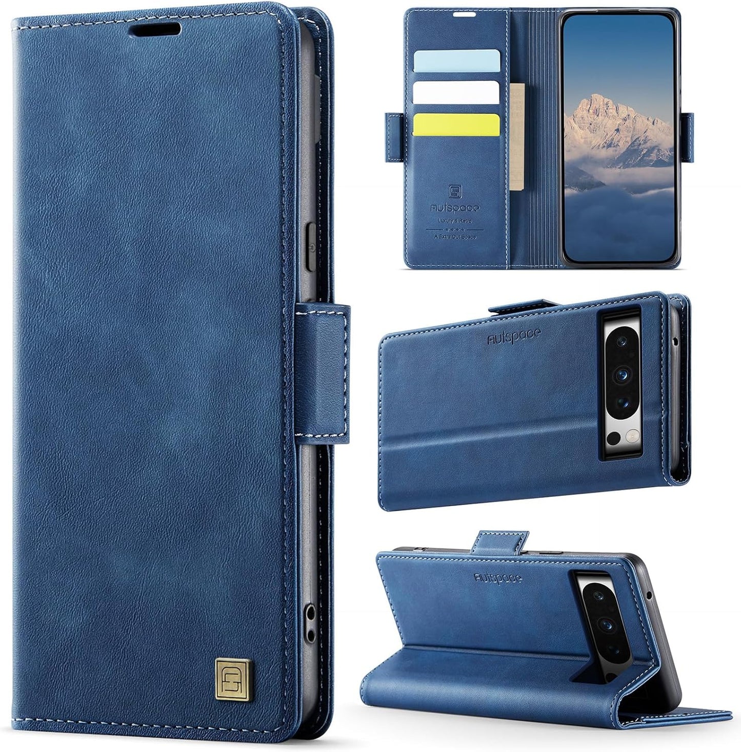 iTape Soft leather wallet case for Google Pixel 8 Pro, RFID (anti-theft), wallet card slot flip cover stand for Google Pixel 8 Pro Support wireless charging Brown